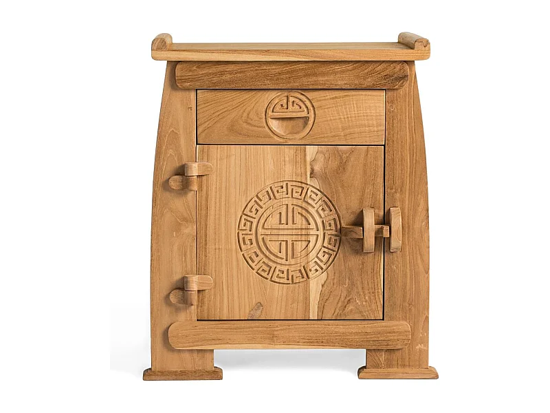 Nachttisch aus massivem Teakholz 60 cm hoch