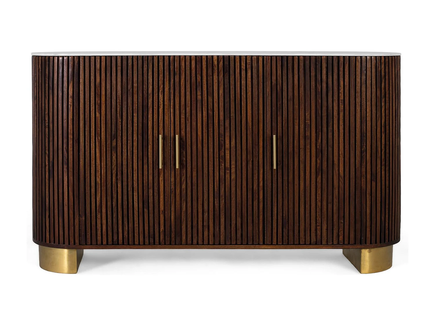 Aparador con laterales curvos en madera de mango color nogal 150 cm