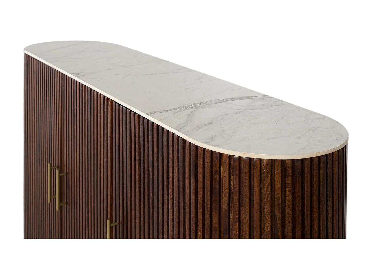 Aparador con laterales curvos en madera de mango color nogal 150 cm