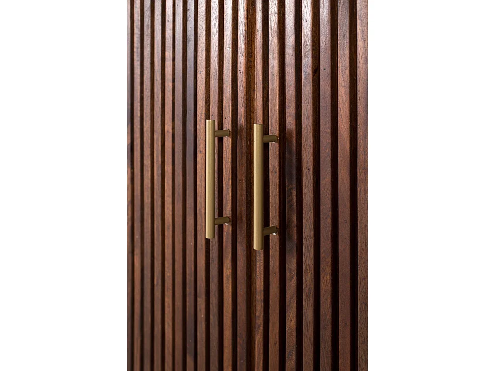 Aparador con laterales curvos en madera de mango color nogal 150 cm