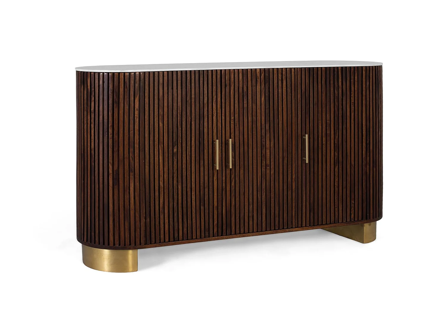 Buffet med buede sider i valnøttfarget mangotre, 150 cm