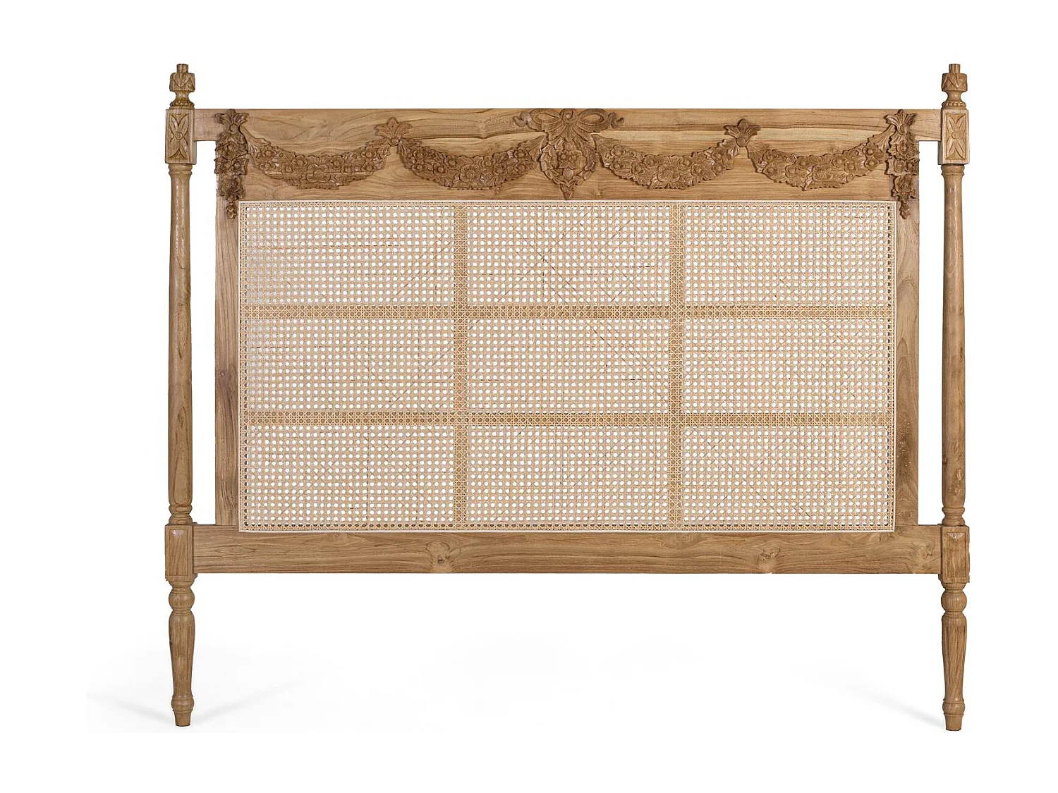 Tête de lit en teck massif et rotin 174 cm