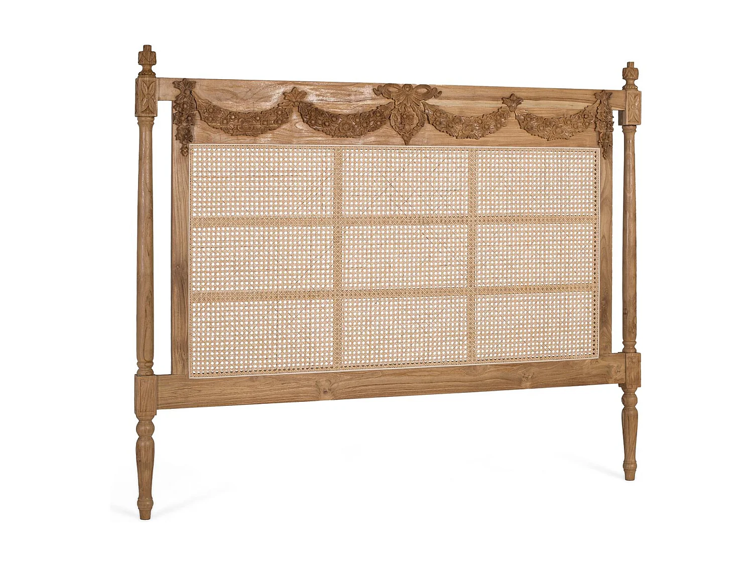 Tête de lit en teck massif et rotin 174 cm