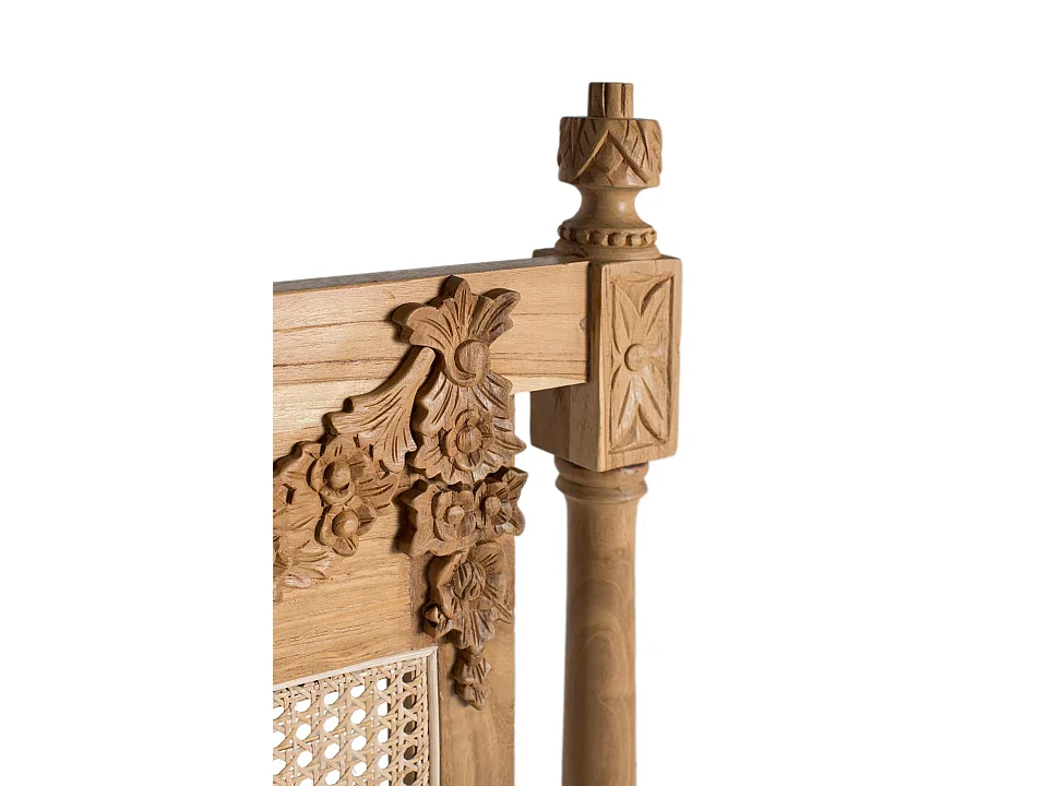 Tête de lit en teck massif et rotin 174 cm