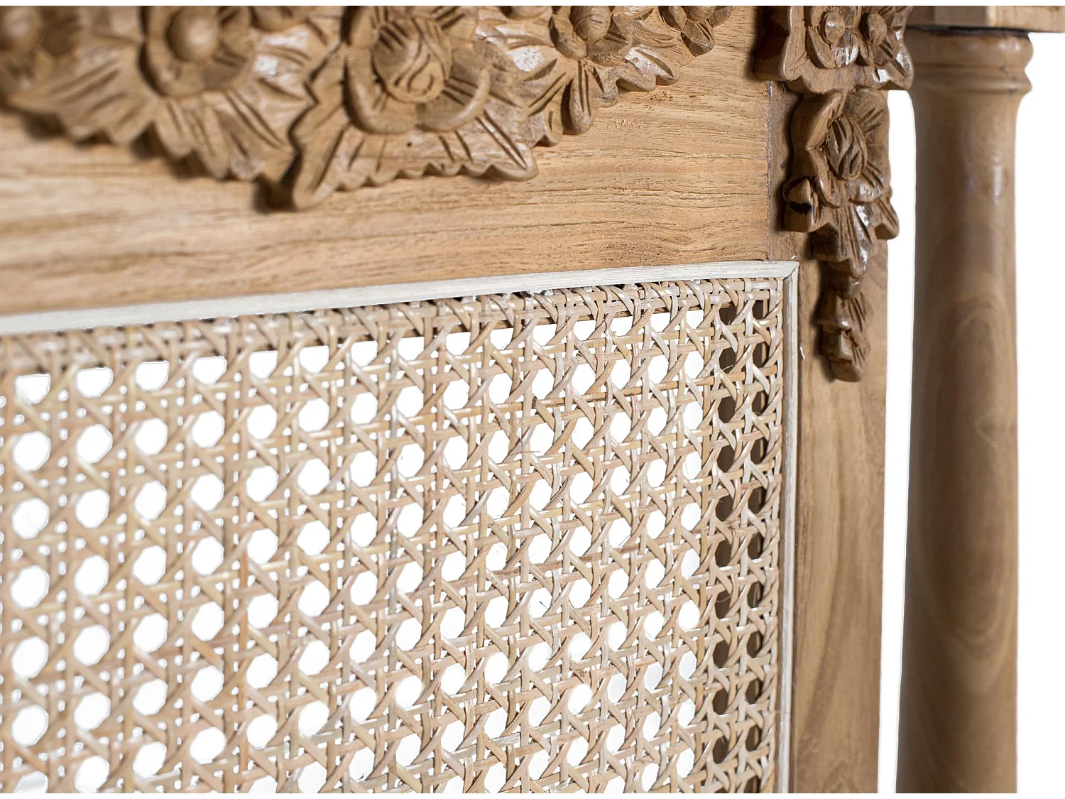 Tête de lit en teck massif et rotin 174 cm