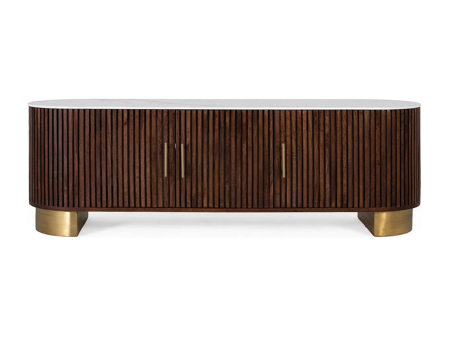 TV-Ständer aus Mangoholz mit geschwungenen Seiten 160 cm