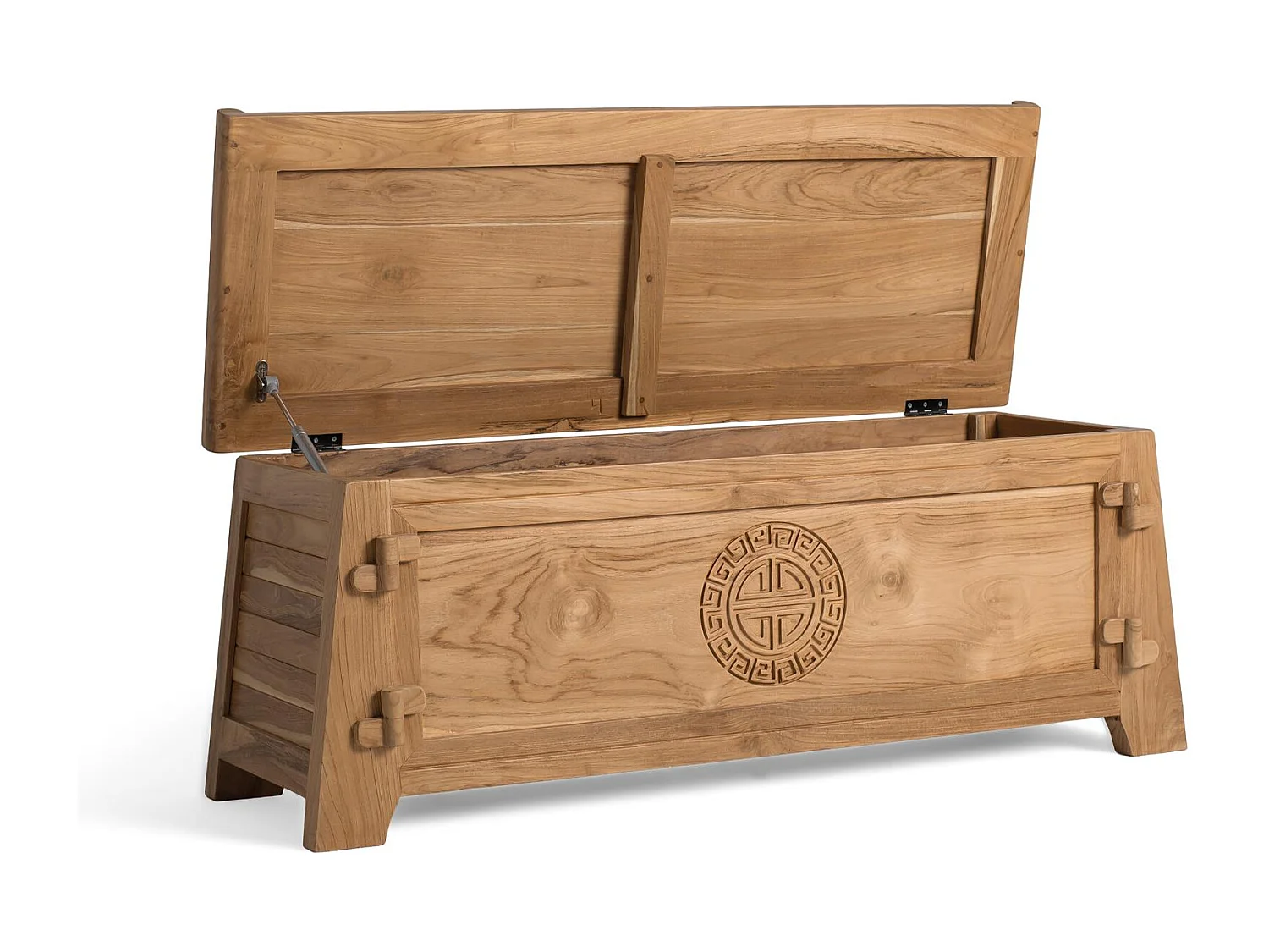 Coffre en teck massif naturel 114 cm