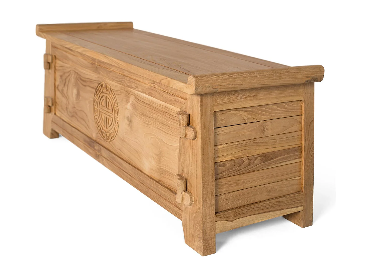 Coffre en teck massif naturel 114 cm