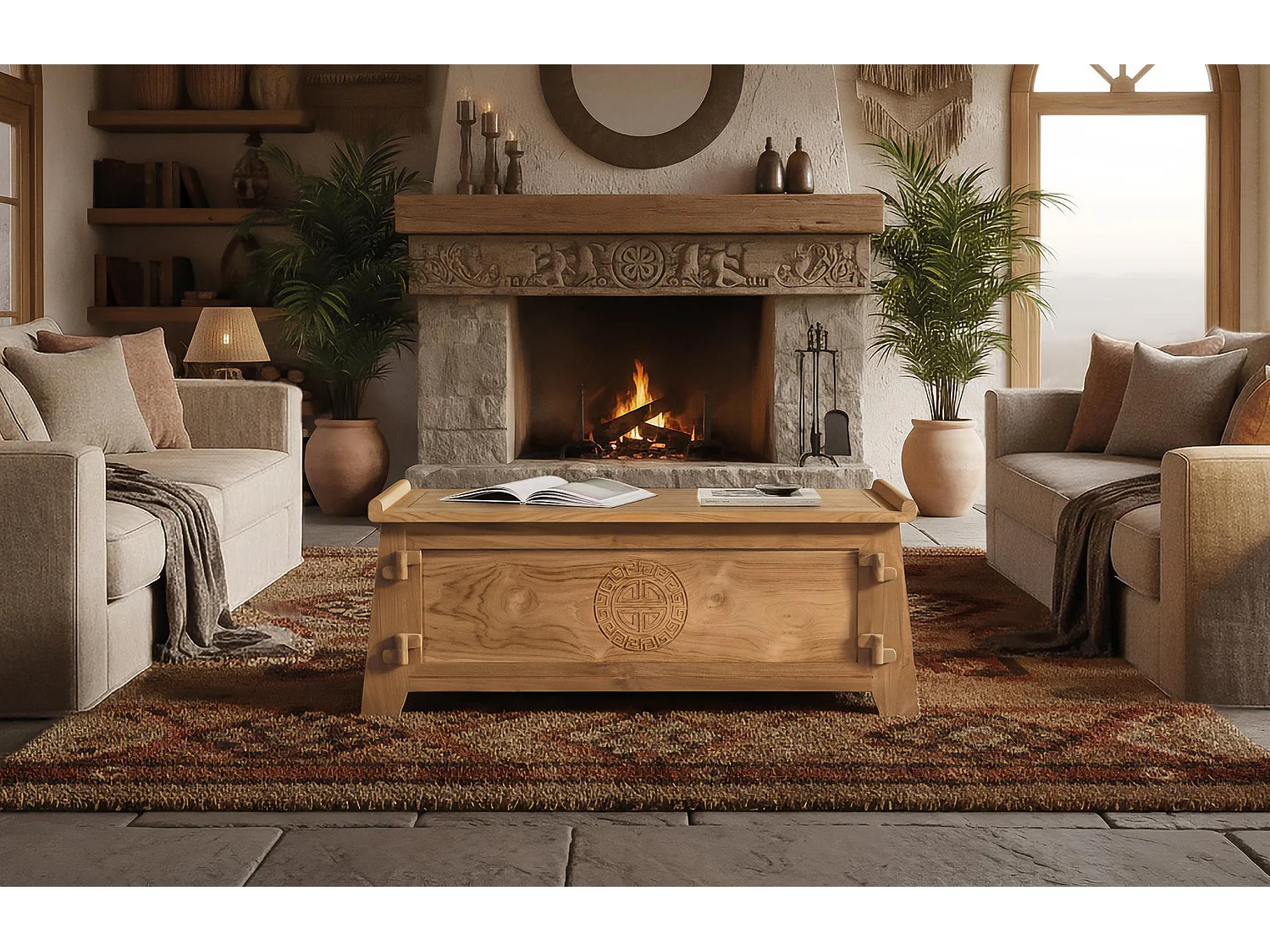 Kommode i naturlig, heltre teak, 114 cm