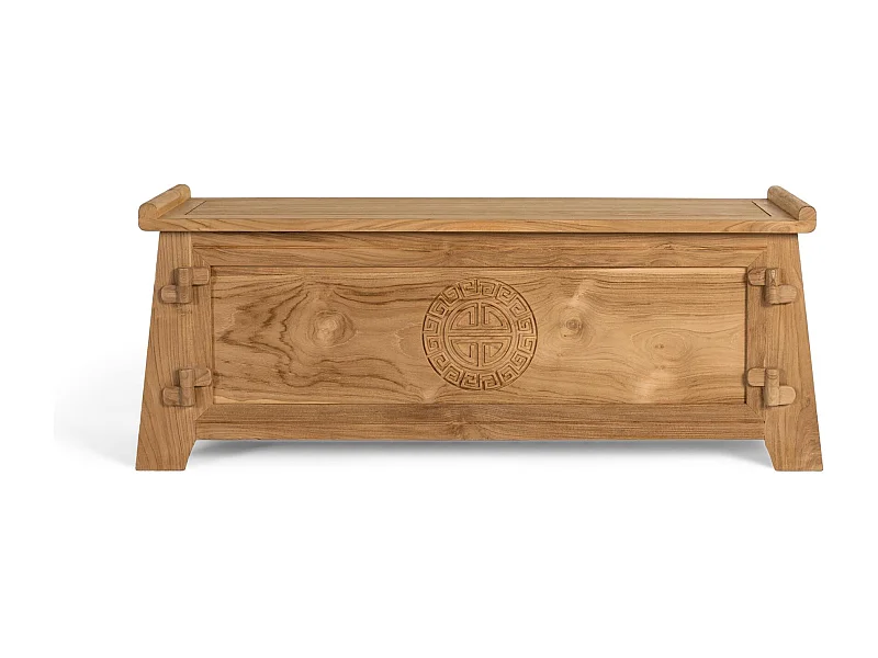 Coffre en teck massif naturel 114 cm