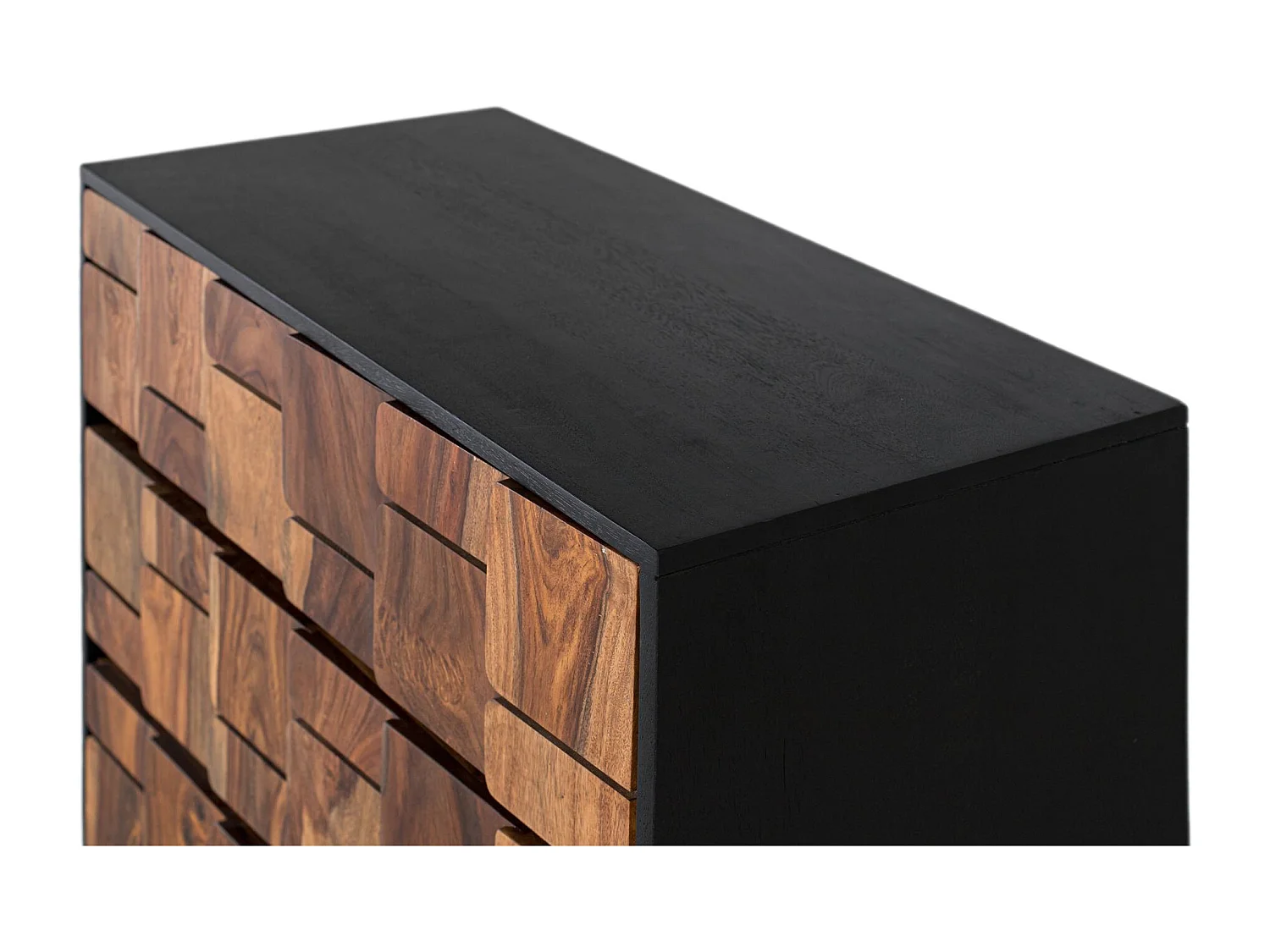 Cassettiera in legno massello di mango e struttura in metallo