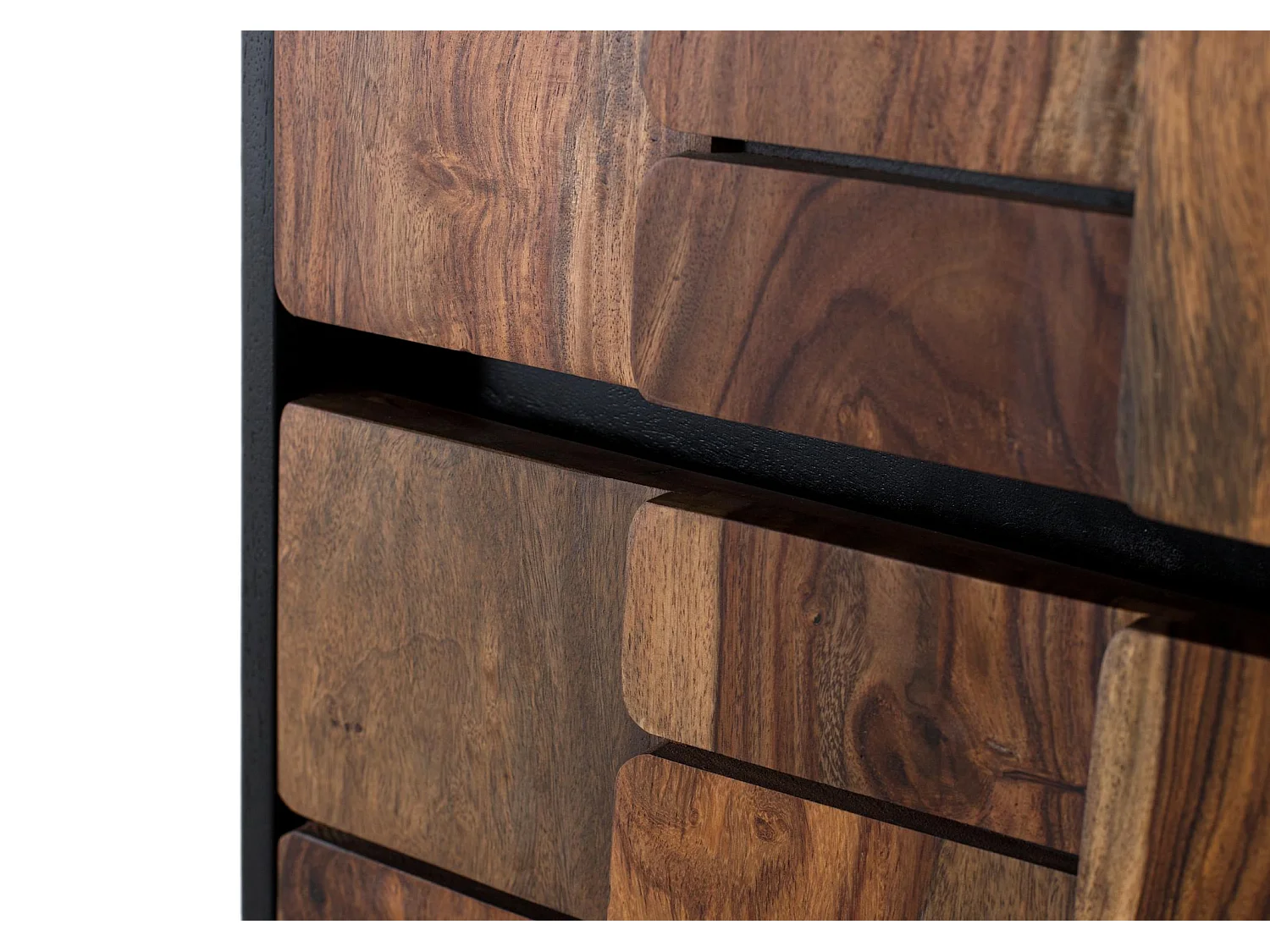 Cassettiera in legno massello di mango e struttura in metallo