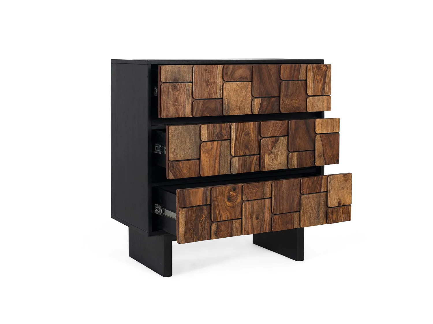 Commode van mangohout, 82 cm, rustieke etnische moderne stijl - 85x82x40