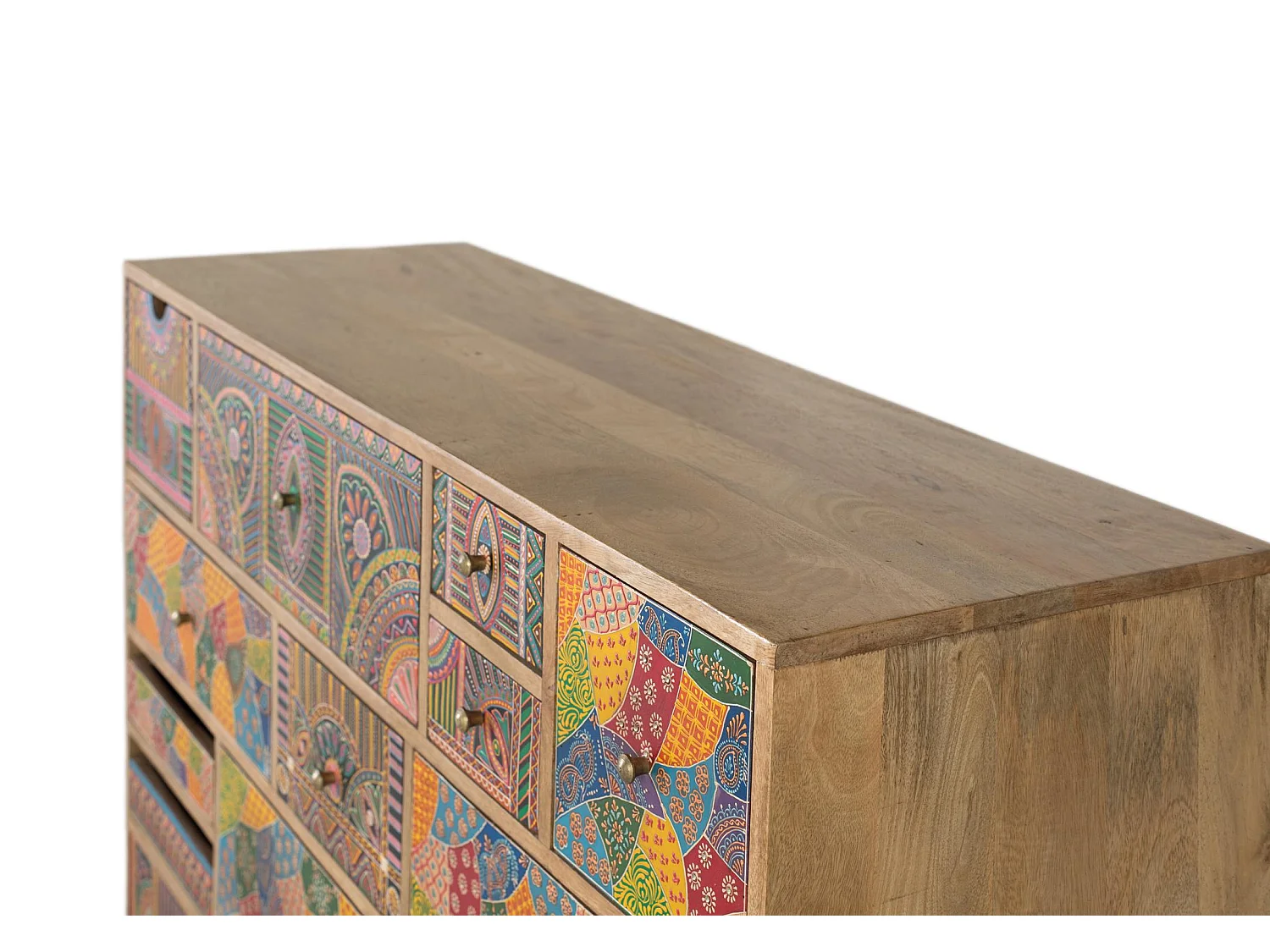 Kommode aus Mangoholz mit handbemalten Details 120 cm