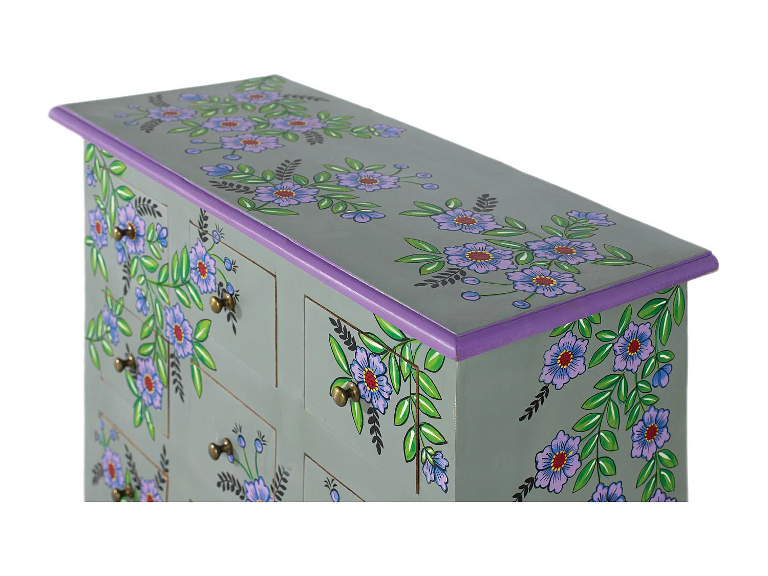 Kommode aus massivem Mangoholz handgefertigt und handbemalt.