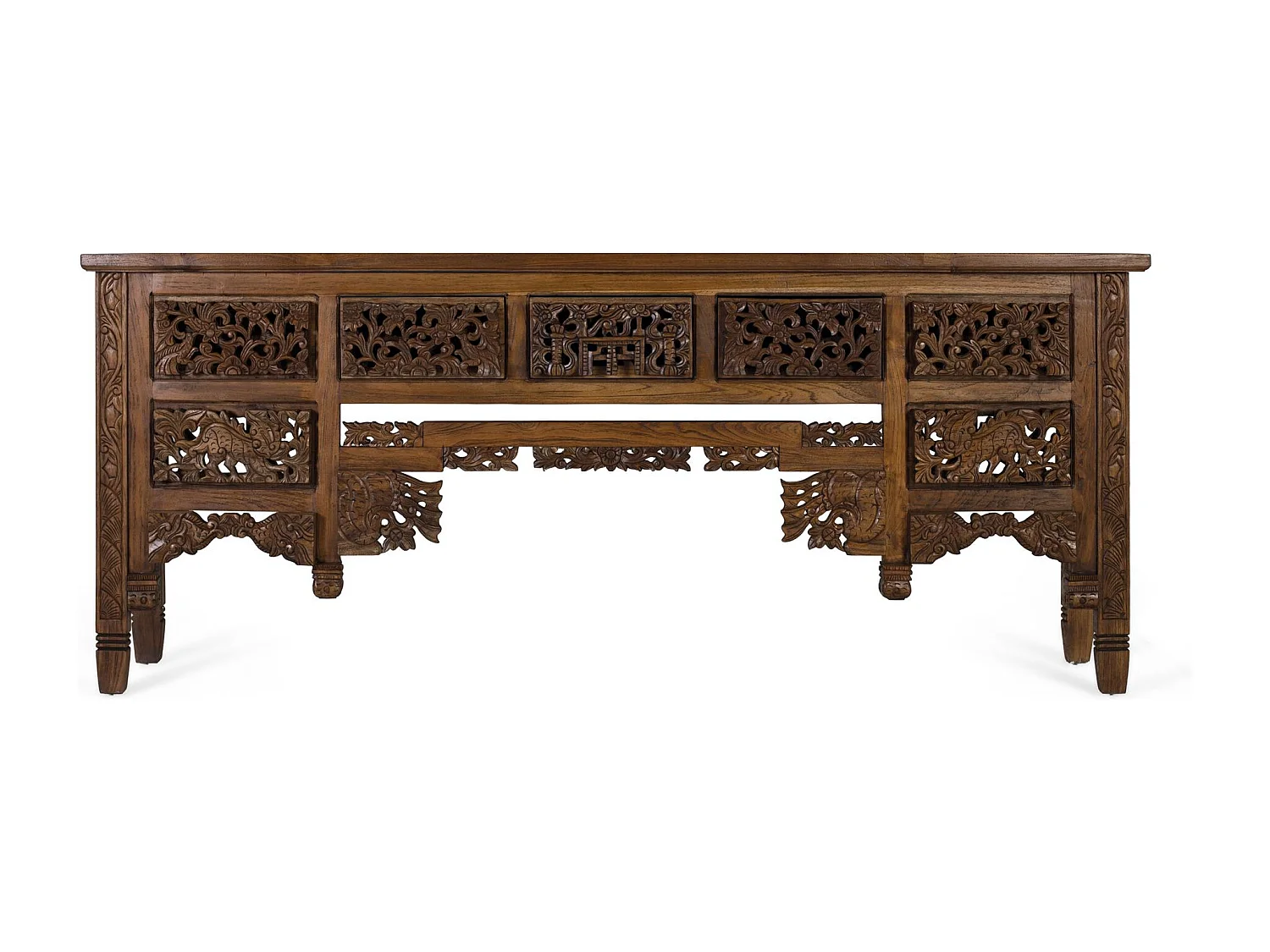 Konsolentisch aus Teakholz mit 5 Schubladen