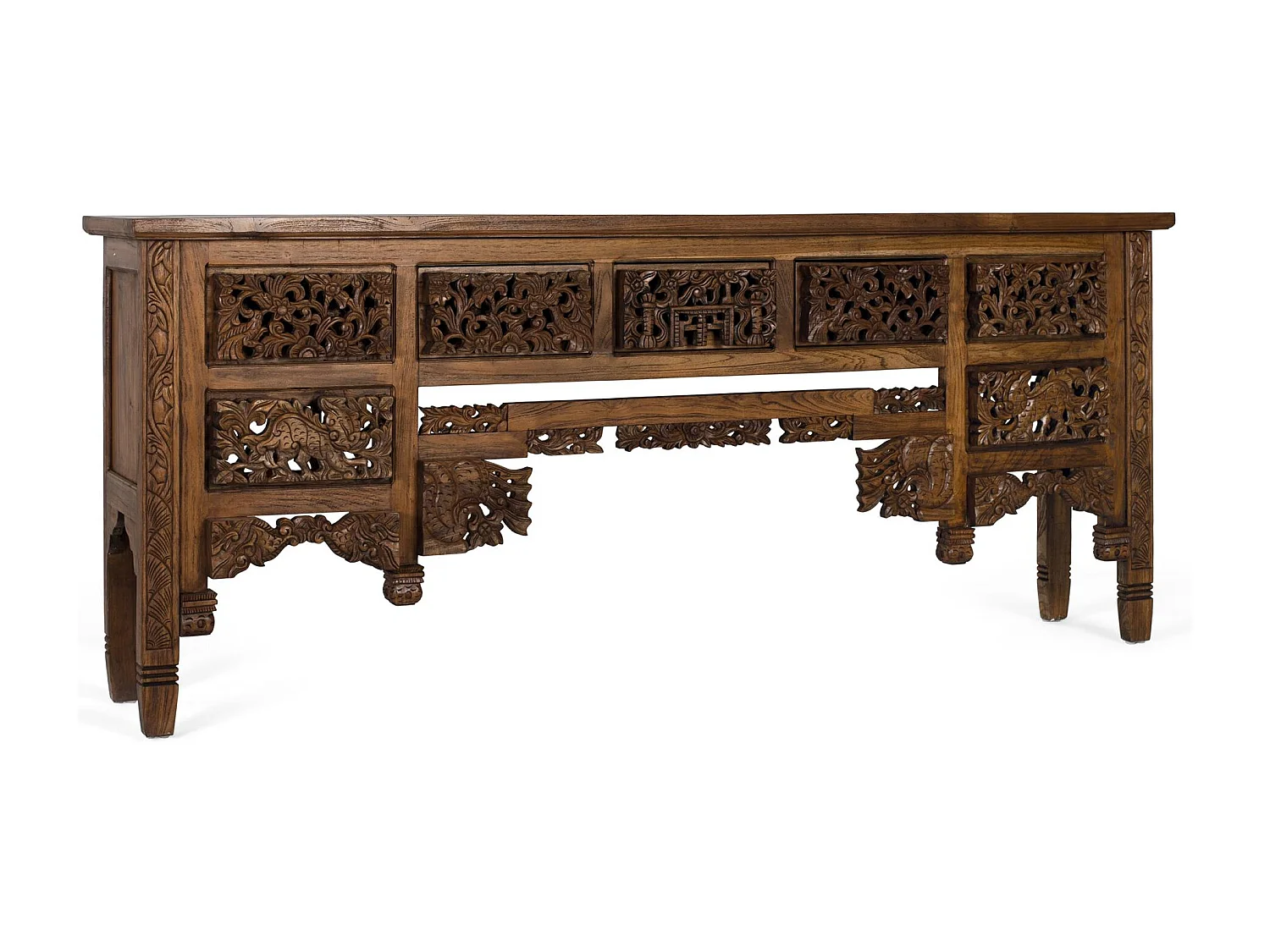 Konsolentisch aus Teakholz mit 5 Schubladen