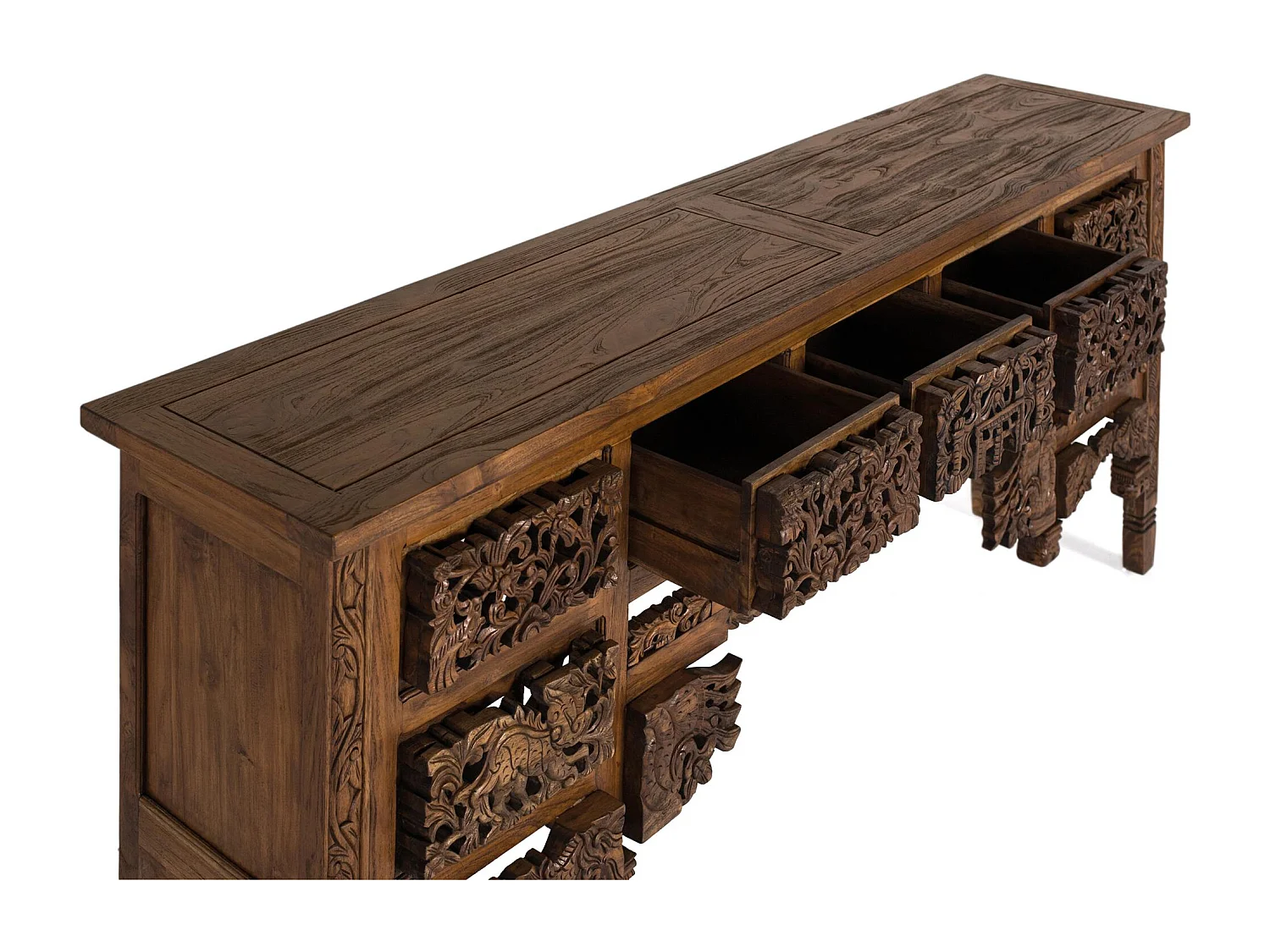 Konsolentisch aus Teakholz mit 5 Schubladen