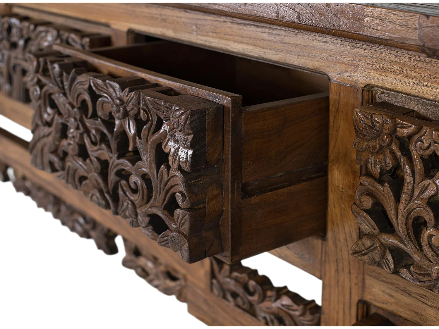 Konsolentisch aus Teakholz mit 5 Schubladen