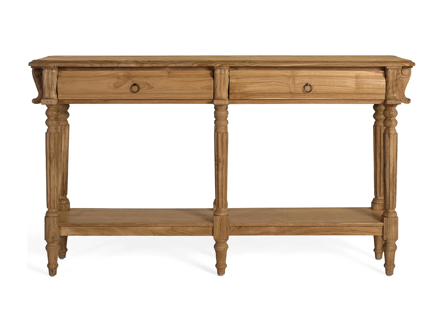 Konsolentisch aus massivem Teakholz mit Metallgriffen