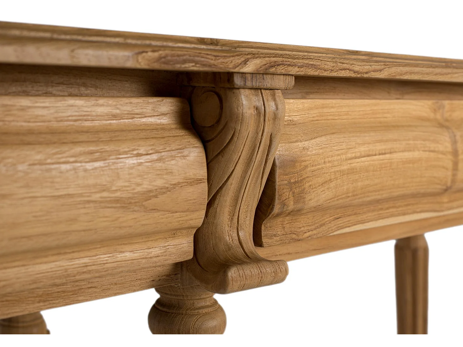 Konsolentisch aus massivem Teakholz mit Metallgriffen