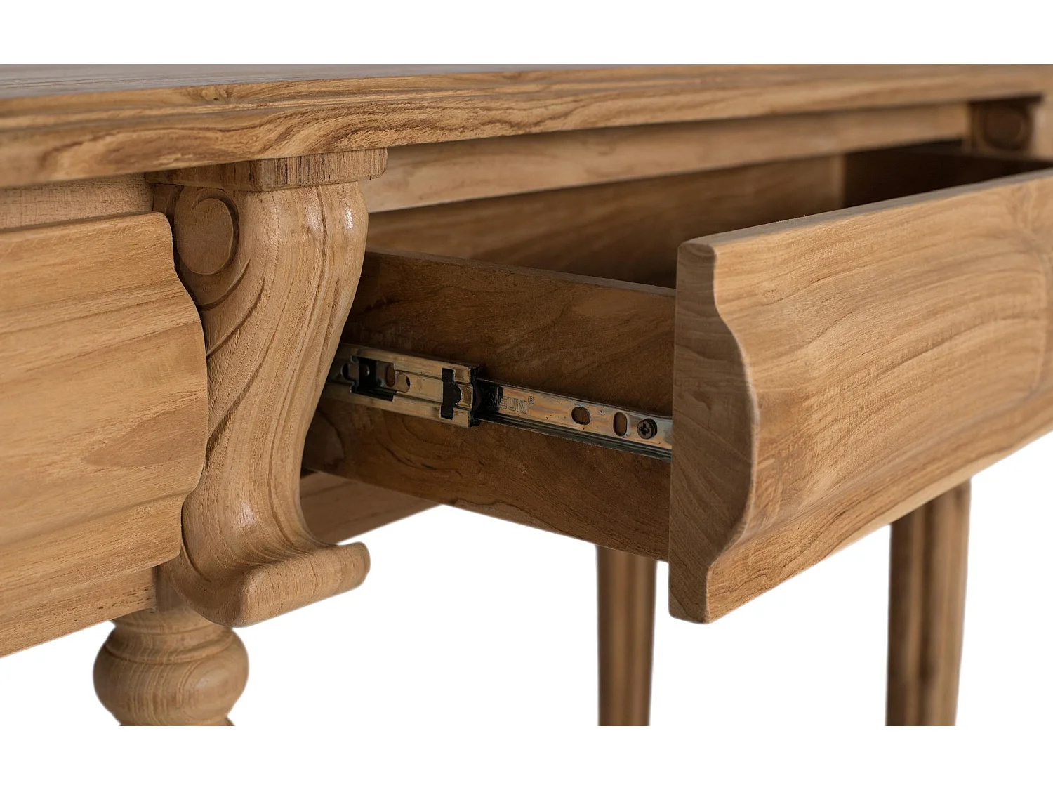 Konsolentisch aus massivem Teakholz mit Metallgriffen