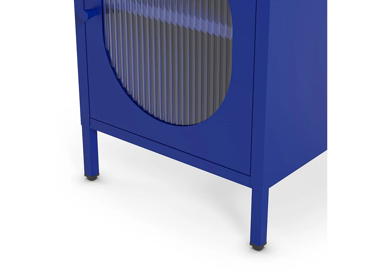 Table de chevet 1 porte en métal bleu électrique 40 cm - Ysia