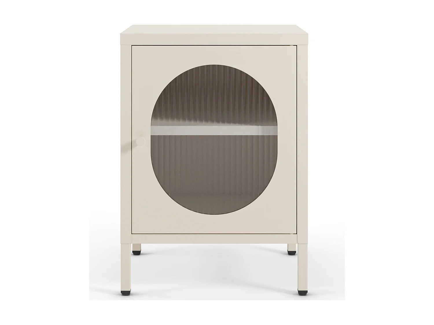 Table de chevet 1 porte en métal beige 40 cm - Ysia