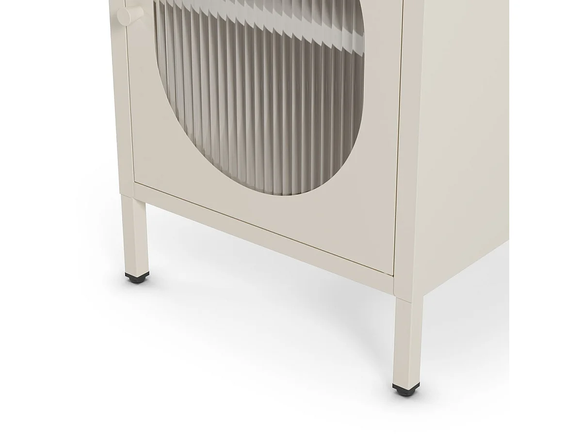 Table de chevet 1 porte en métal beige 40 cm - Ysia