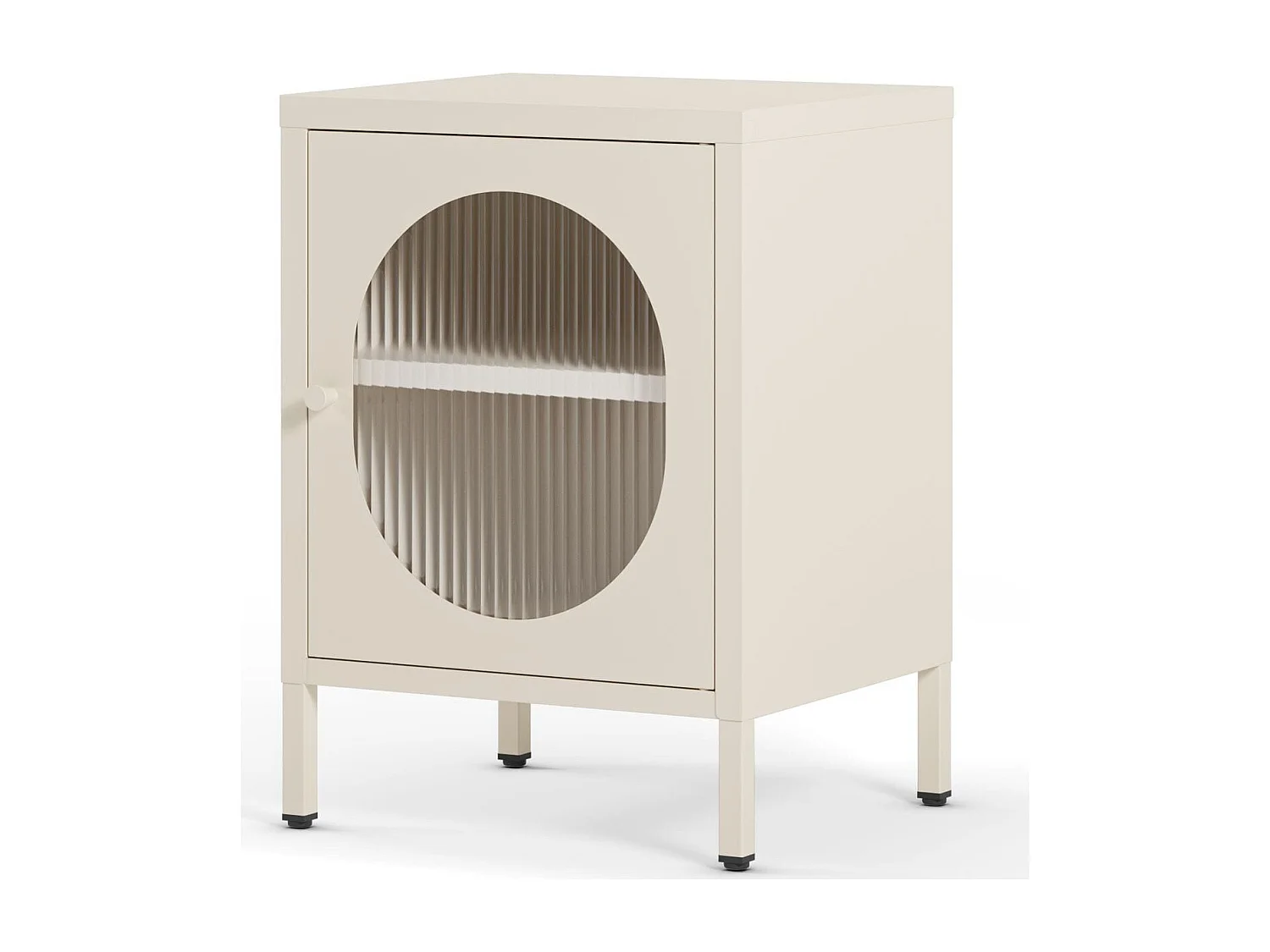Table de chevet 1 porte en métal beige 40 cm - Ysia
