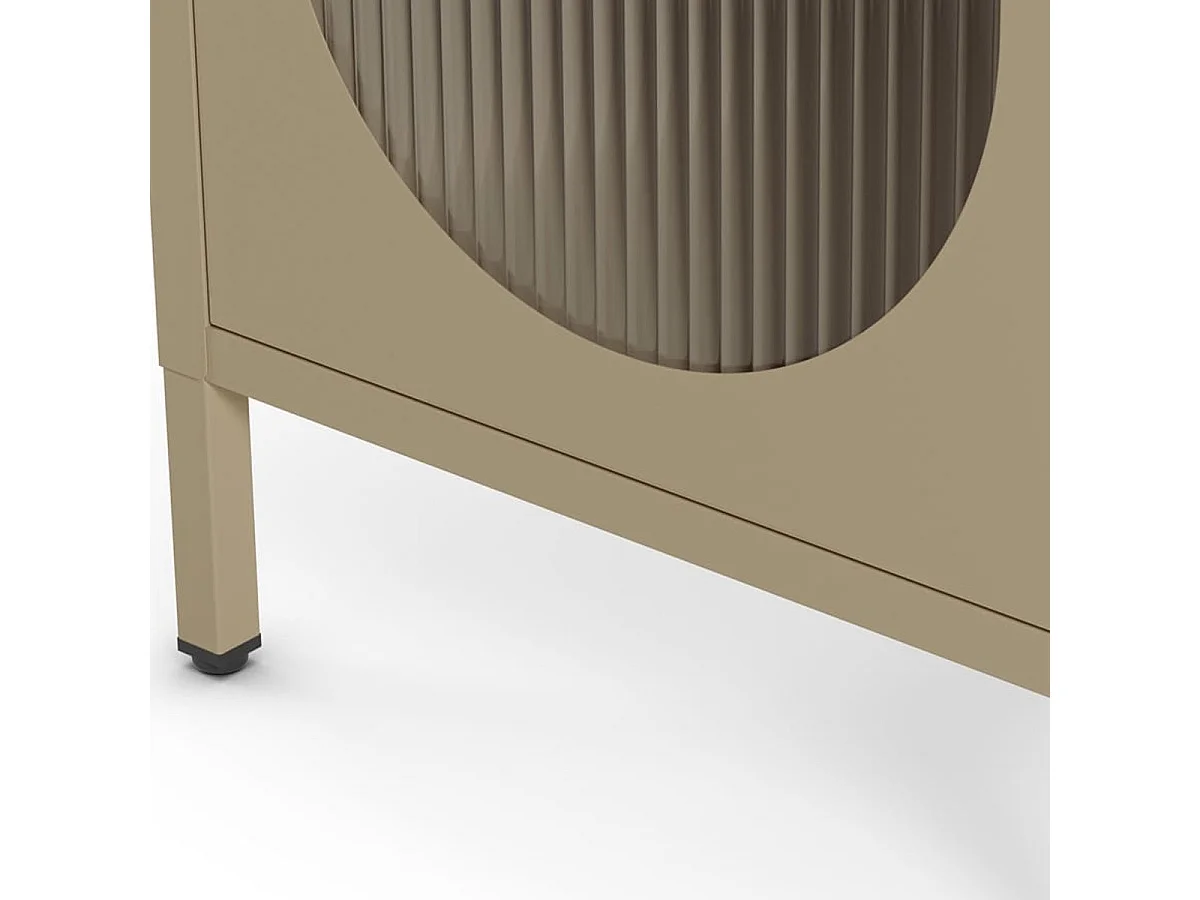 Table de chevet 1 porte en métal beige 40 cm - Ysia