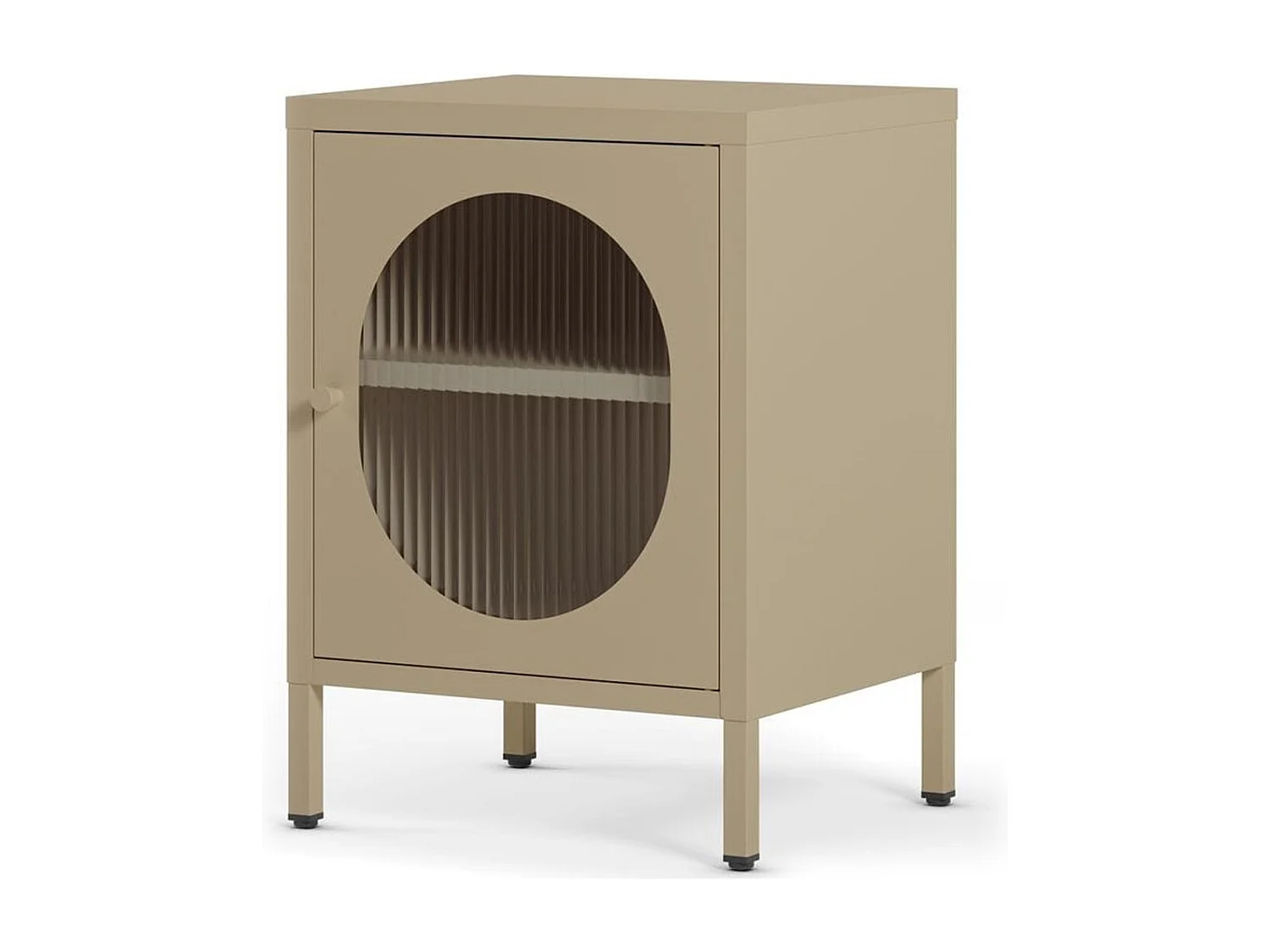 Table de chevet 1 porte en métal beige 40 cm - Ysia