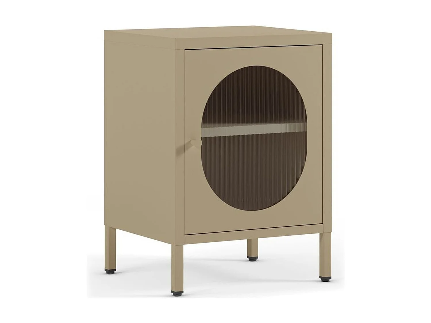 Table de chevet 1 porte en métal beige 40 cm - Ysia