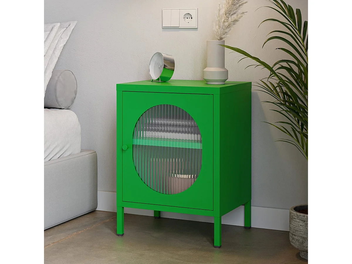 Table de chevet 1 porte en métal vert électrique 40 cm - Ysia