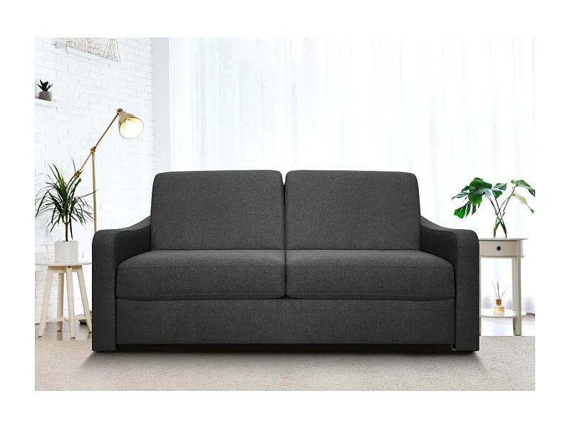 NASSAU Canapé convertible 3 places gris anthracite matelas Dunlopillo 140cm