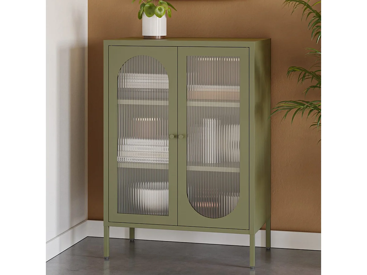 Buffet 2 portes en métal vert 70 cm - Ysia