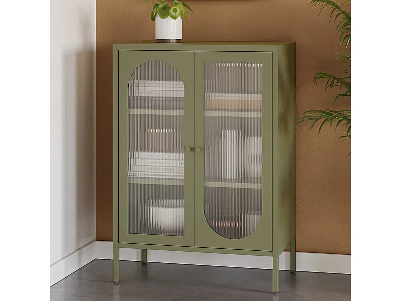 Buffet 2 portes en métal vert 70 cm - Ysia