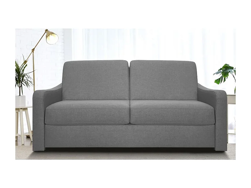 NASSAU Canapé convertible 3 places gris matelas Dunlopillo 140cm