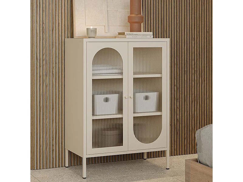 Buffet 2 portes en métal beige 70 cm - Ysia
