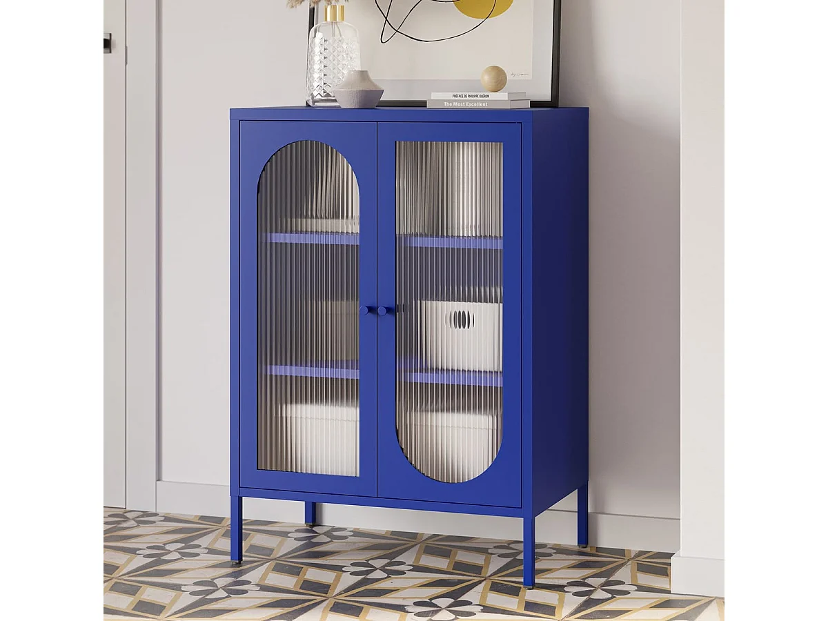 Buffet 2 portes en métal bleu électrique 70 cm - Ysia