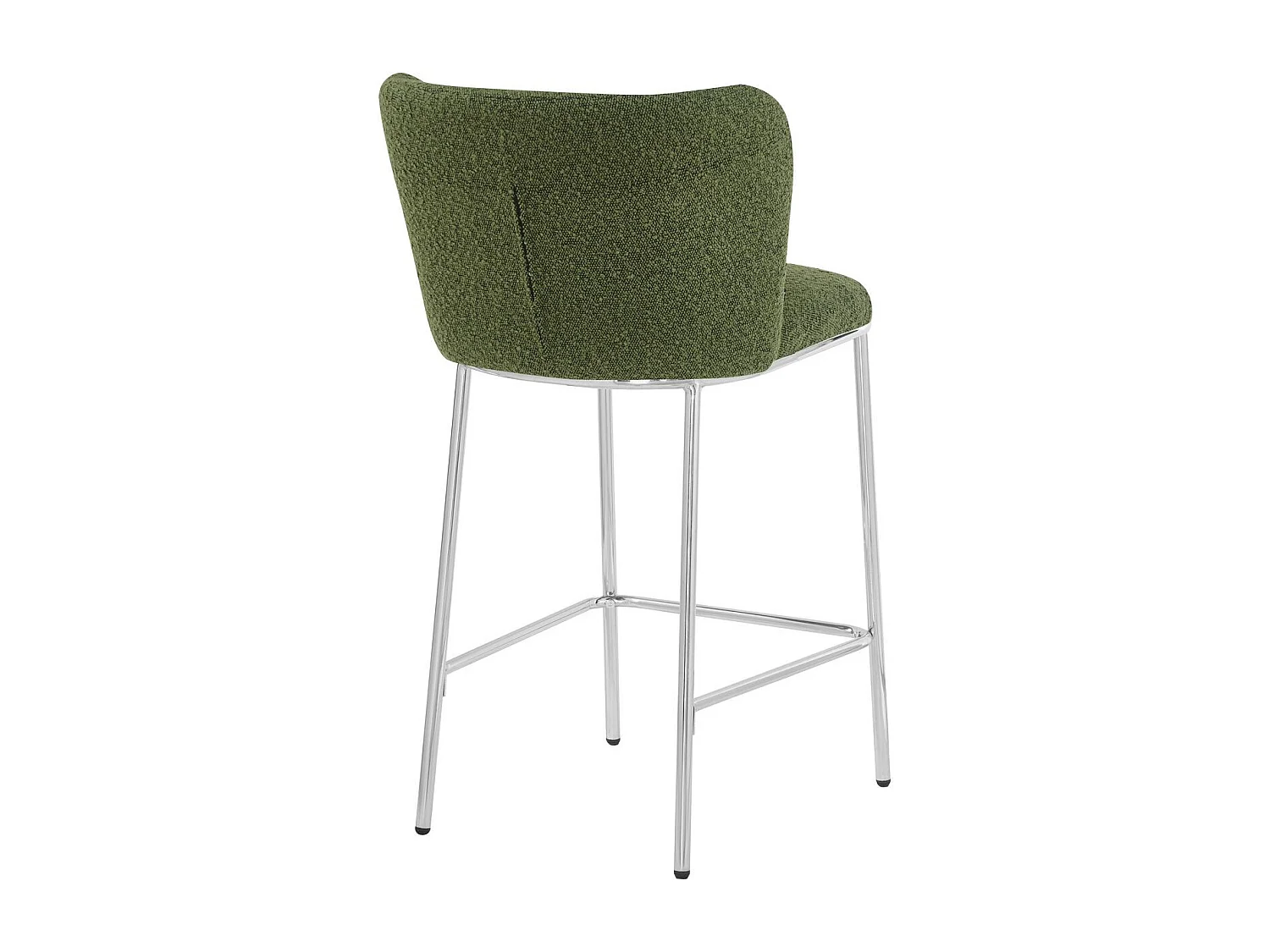 Lot de 2 tabourets de bar en tissu bouclé vert, piètement chromé - Toma