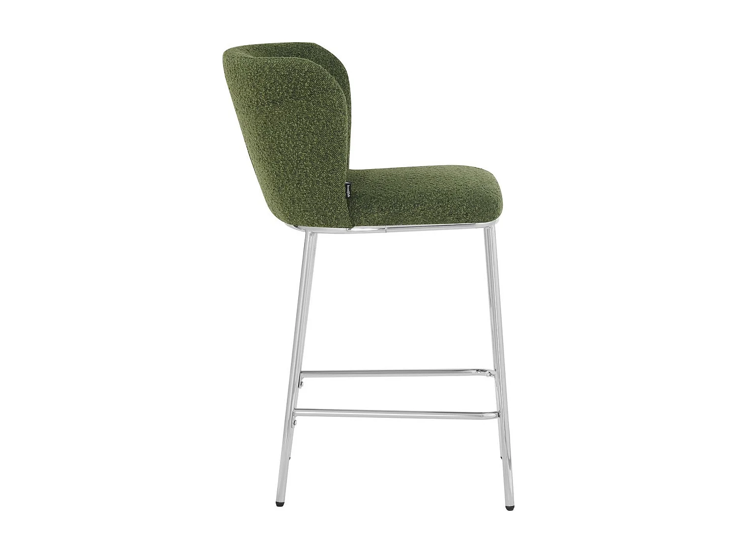 Lot de 2 tabourets de bar en tissu bouclé vert, piètement chromé - Toma