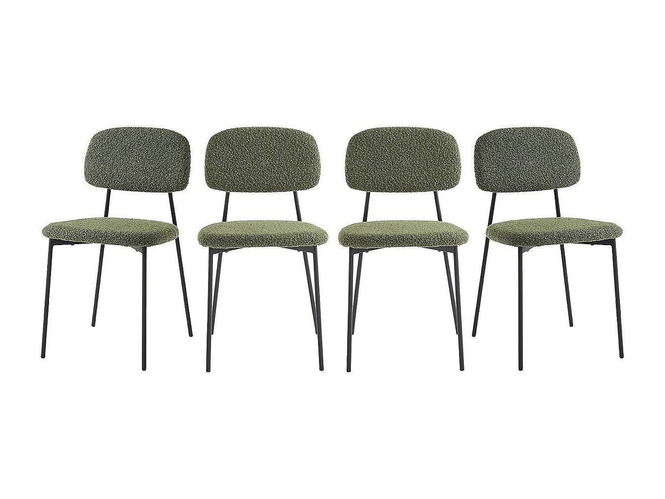 Lot de 4 chaises en tissu bouclé vert kaki - Lorie