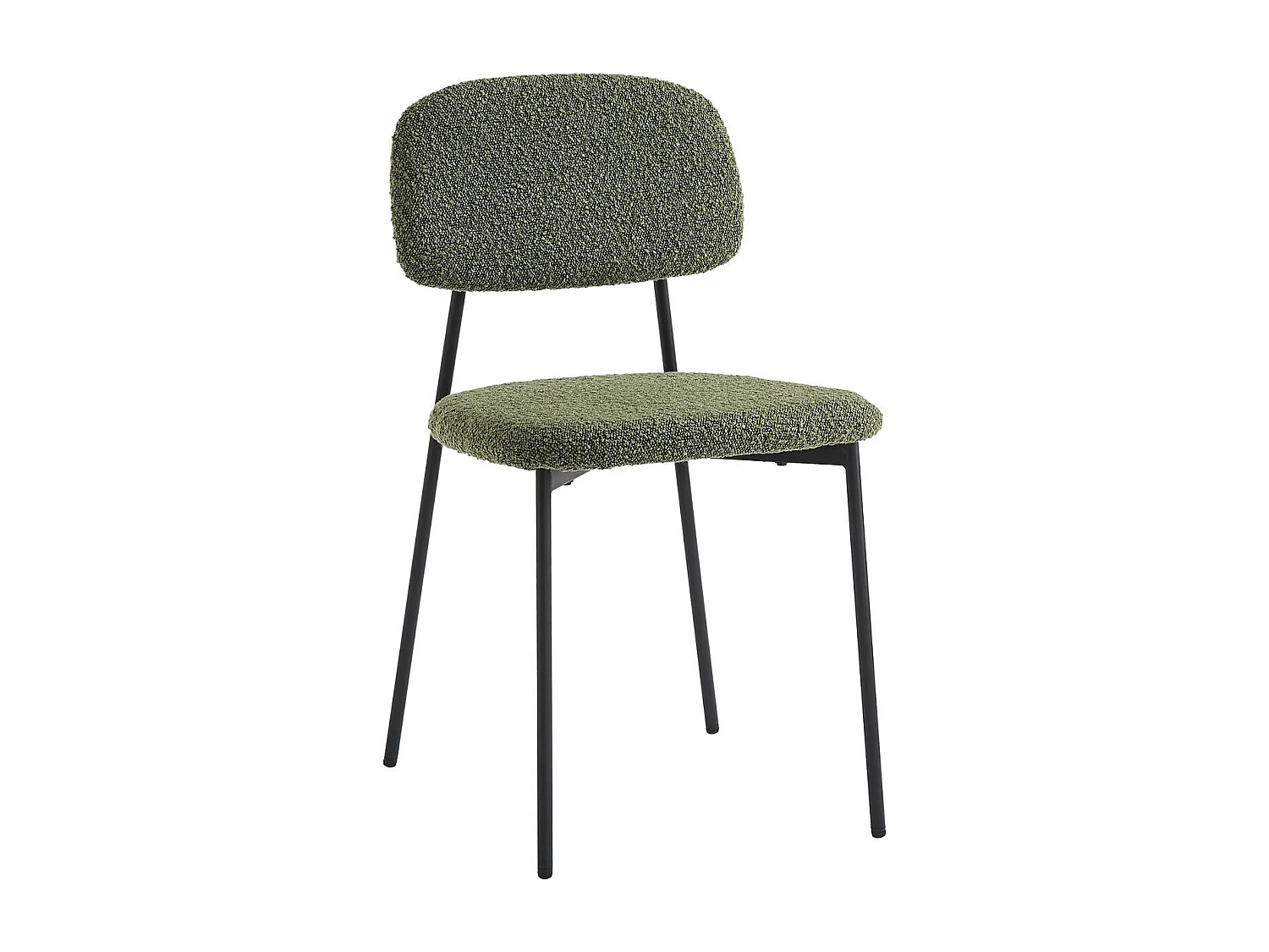 Lot de 4 chaises en tissu bouclé vert kaki - Lorie