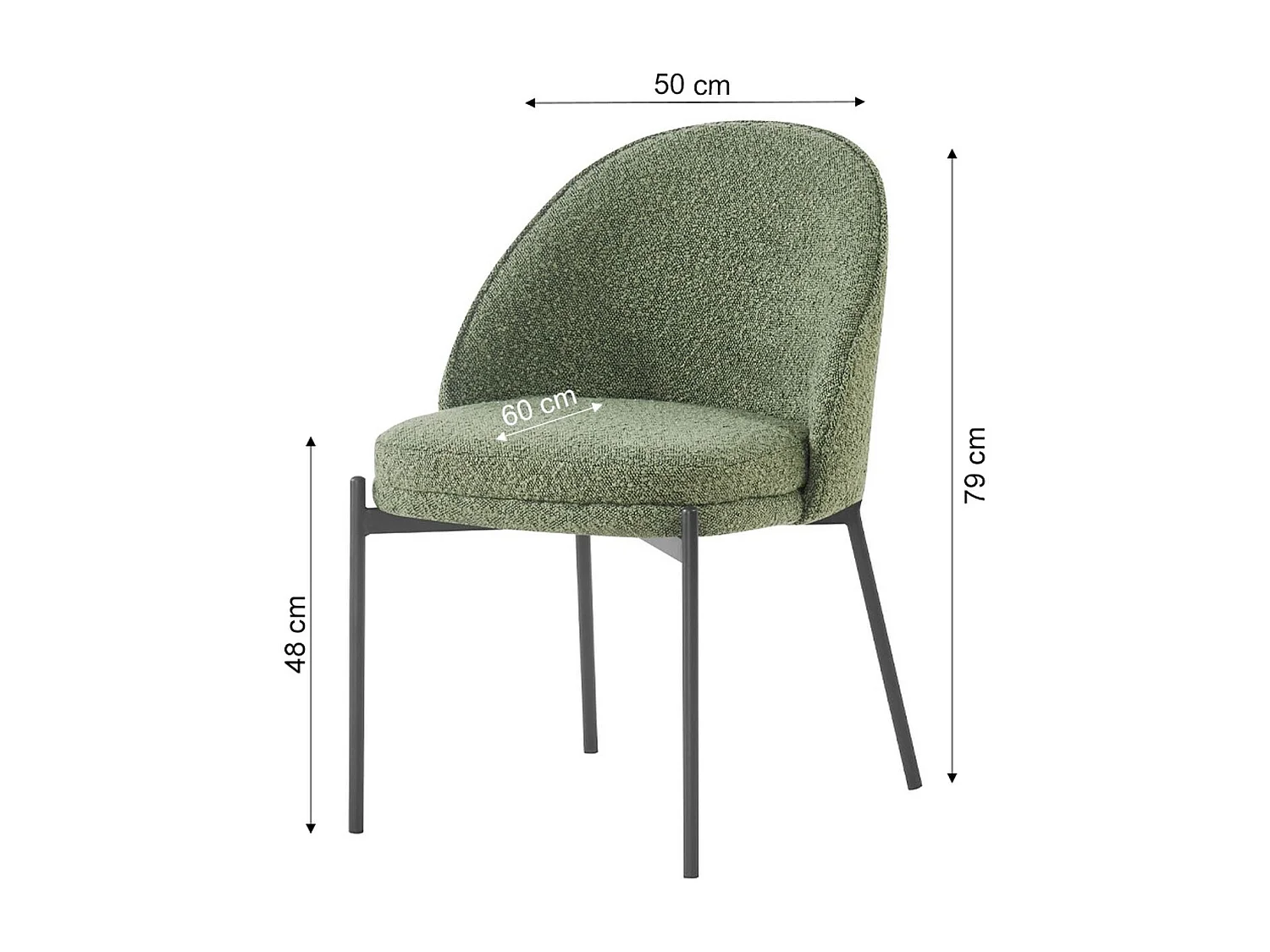 Lot de 2 chaises en tissu bouclé vert kaki - Cloé