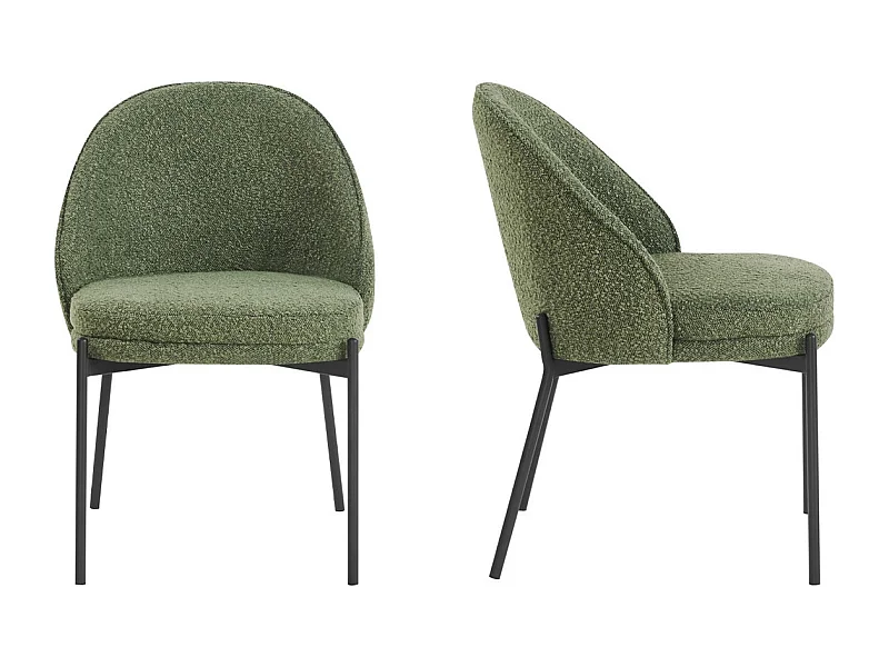 Lot de 2 chaises en tissu bouclé vert kaki - Cloé