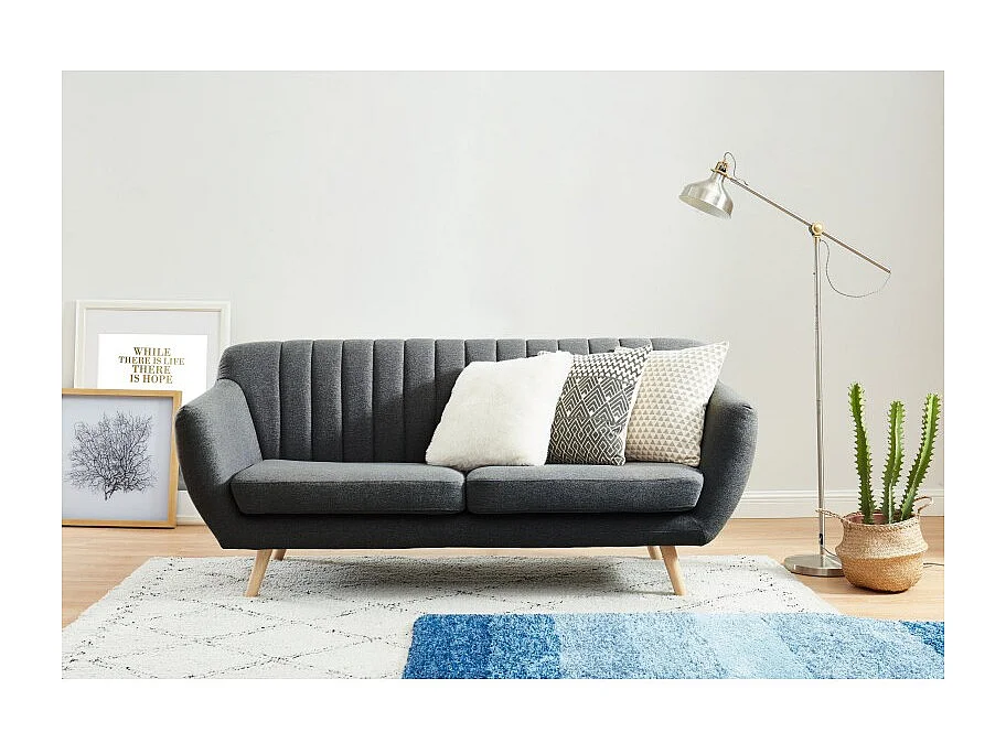 Canapé CAMILLE en tissu gris foncé de style scandinave vintage