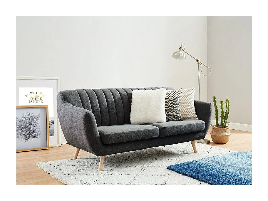 Canapé CAMILLE en tissu gris foncé de style scandinave vintage