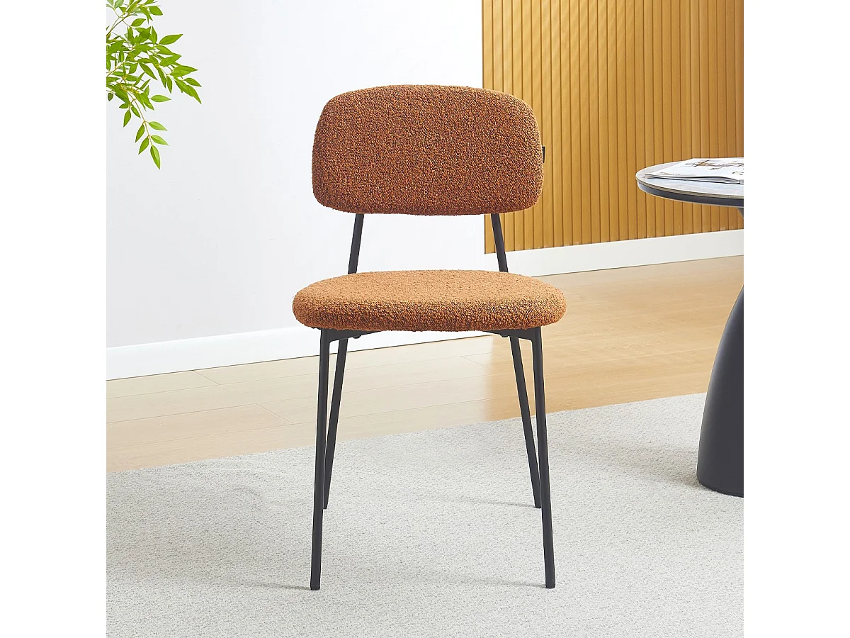 Lot de 4 chaises en tissu bouclé rouille - Lorie