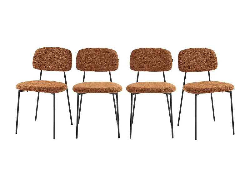 Lot de 4 chaises en tissu bouclé rouille - Lorie
